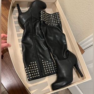 BCBGeneration Black Studded Heel Boots Size 9.5M